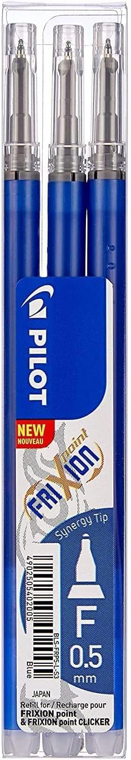 Pilot FriXion Erasable Point Refill - 0.5mm Synergy Tip - Blue Ink - Pack of 3