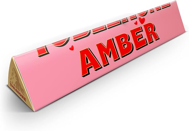 Personalised Toblerone bar - Personalise The Toblerone bar with The Name of Your Choice, Milk Chocolate with Honey-Almond Nougat (360 Grams - Love)