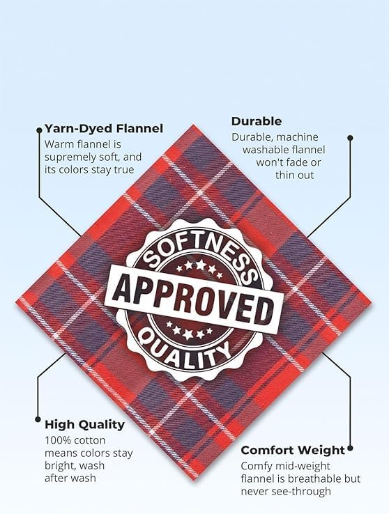 PajamaGram Family Pajamas Matching Sets - Family PJs, Red & Blue Plaid, Men 3XL - Image 7