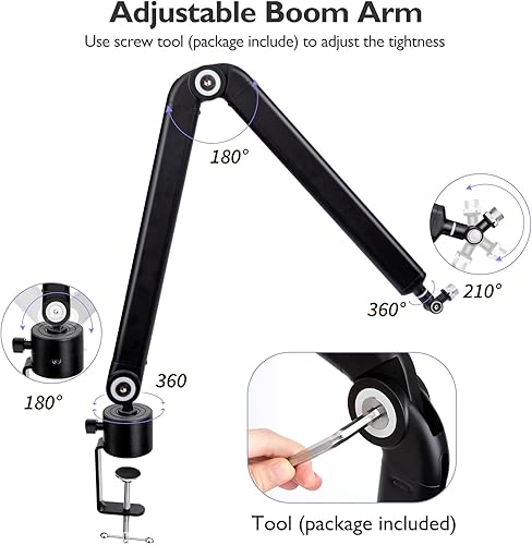 Miniatura 3 de Blue Yeti Boom Arm - Brazo de micrófono de metal con peso compatible con Blue Yeti, Blue Yeti X, soporte de micrófono flexible con filtro Blue Yeti