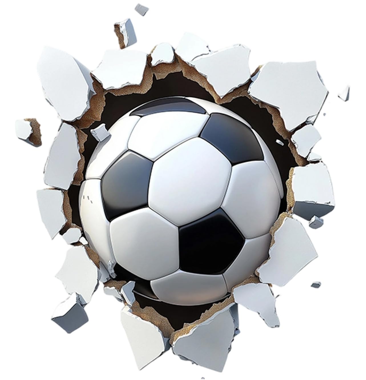 Aupawdy 3D Wandtattoo Fußball,Durchbruch Wandaufkleber für Kinderzimmer Jungen,Wandtattoo Junge Teenager, wandtattoo Fussball Deko für Schlafzimmer Deko Geschenk (A Stil, 60×60CM)