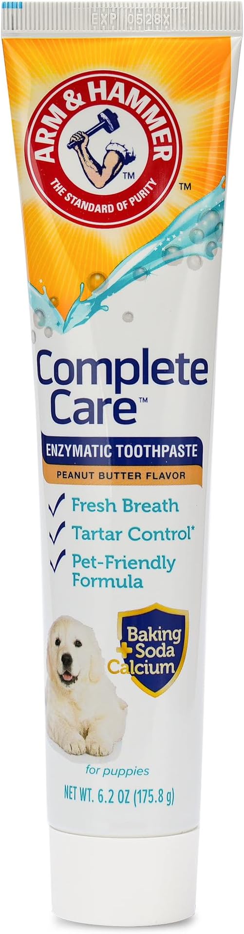 Arm & Hammer Complete Care Enzymatic Puppy Toothpaste, Peanut Butter Flavor, Enzymatic Dog Toothpaste for Puppies, Baking Soda + Calcium Formula, 6.2oz