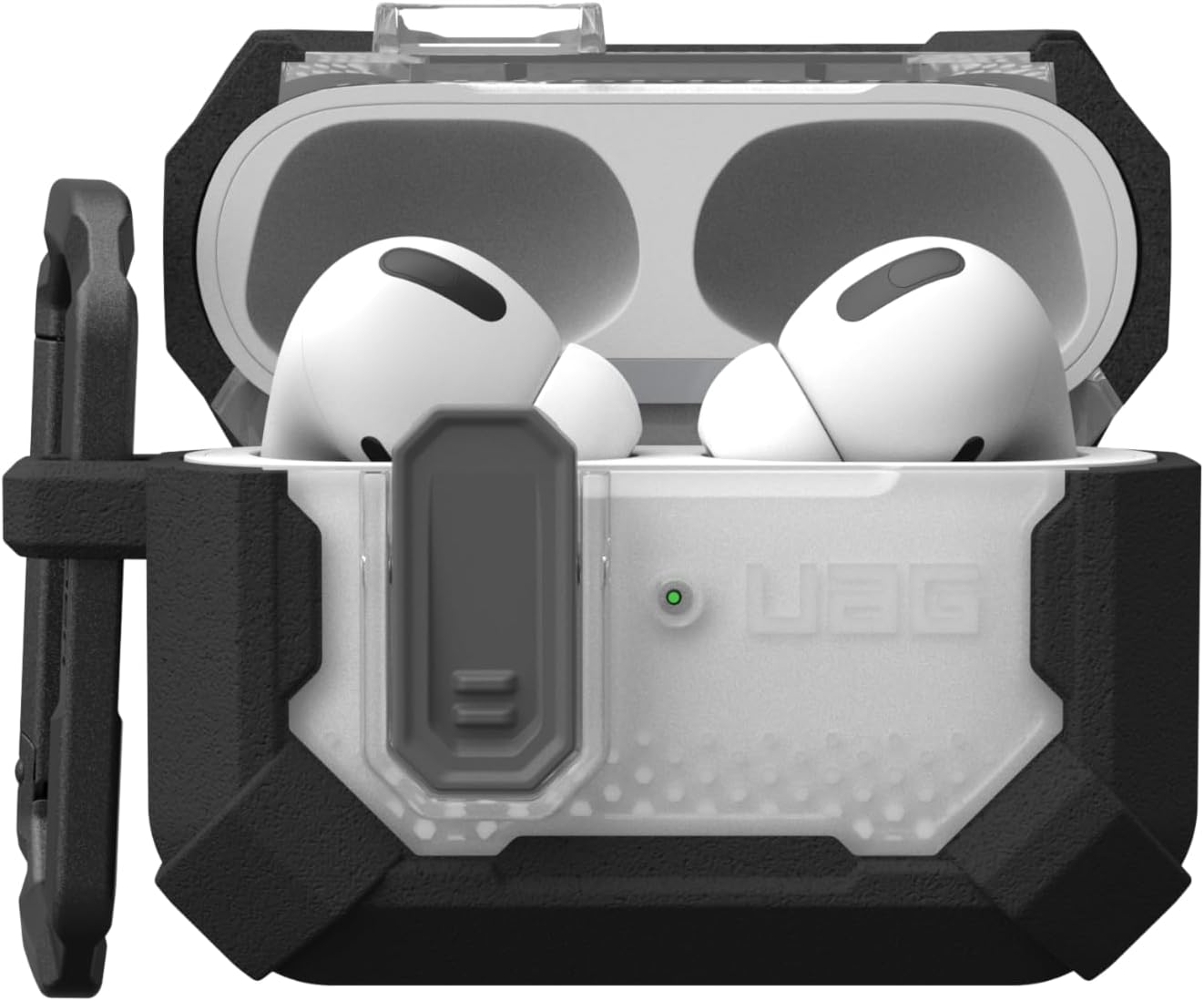 URBAN ARMOR GEAR UAG Designed for AirPods Pro 2nd Gen Case with Lock Plasma, Rugged Hard Shell Military Grade Protective Cover with Secure Lock & Detachable Carabiner Clip, Black