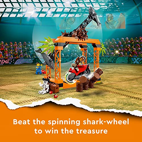 LEGO City Stuntz The Shark Attack Stunt Challenge Adventure Series Toy with Flywheel Powered Stunt Bike & Racer Minifigure - Image 4