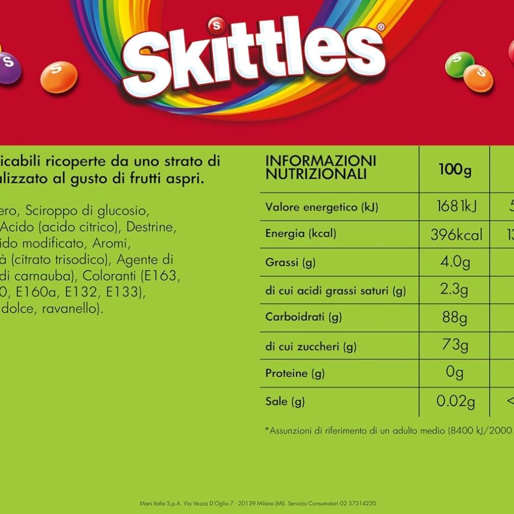 Skittles Crazy Sours, Caramelle Americane Rotonde Colorate alla Frutta dal Gusto Aspro, 15 confezioni da 136g ognuna, Regali Natalizi, Nuova versione