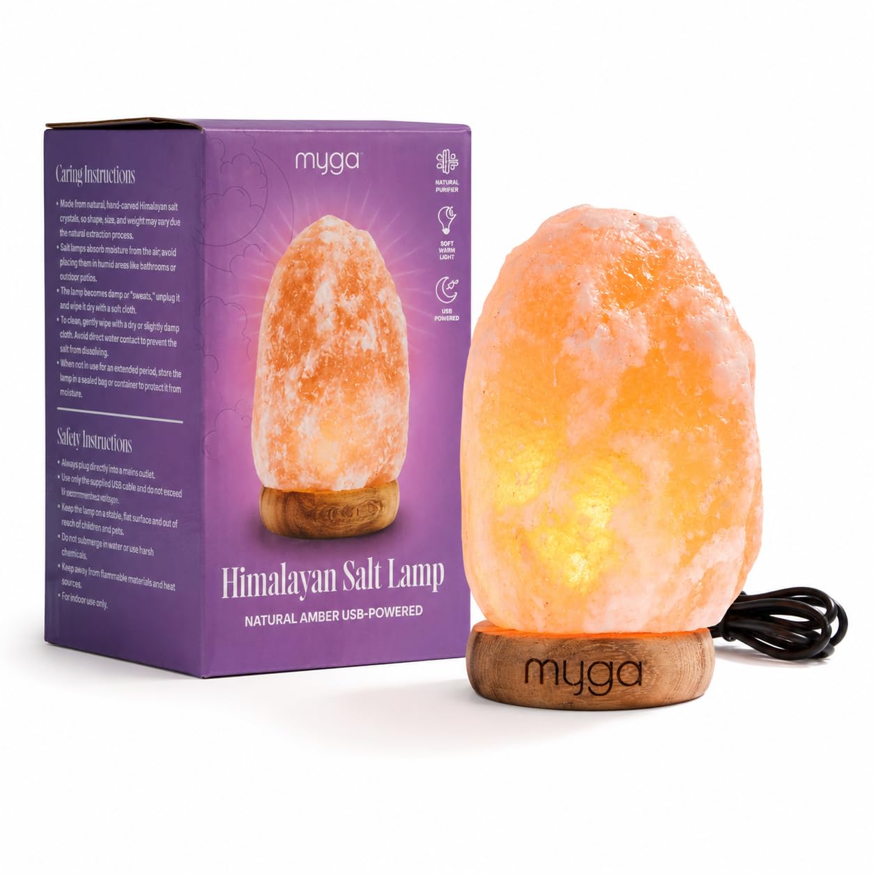 Myga Unisex Orange Usb Classic Himalayan Salt Lamp In