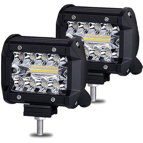 LANGBO-LED Pod, 72W Three-Row LED Light Bar Combo, 7200LM 4-Inch Off-Road Lights, Suitable for Pickup Trucks, Trucks, SUVs, UTVs, Boats, 2-Year Warranty (2-Pack)