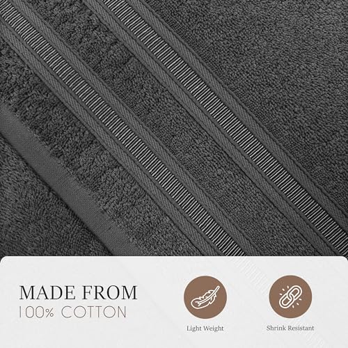 Olivia Rocco 8 Piece Towel Set 2 Bath Towels 2 Hand Towels and 4 Washcloths Cotton Hotel Quality Super Soft and Highly Absorbent, Charcoal - Image 5