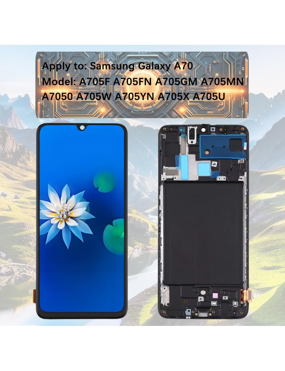 H&LYCYJ Display Schermo per Samsung Galaxy A70 TFT A705F A705FN A705GM LCD Schermo Kit di Ricambio con Cornice (Senza impronte digitali)