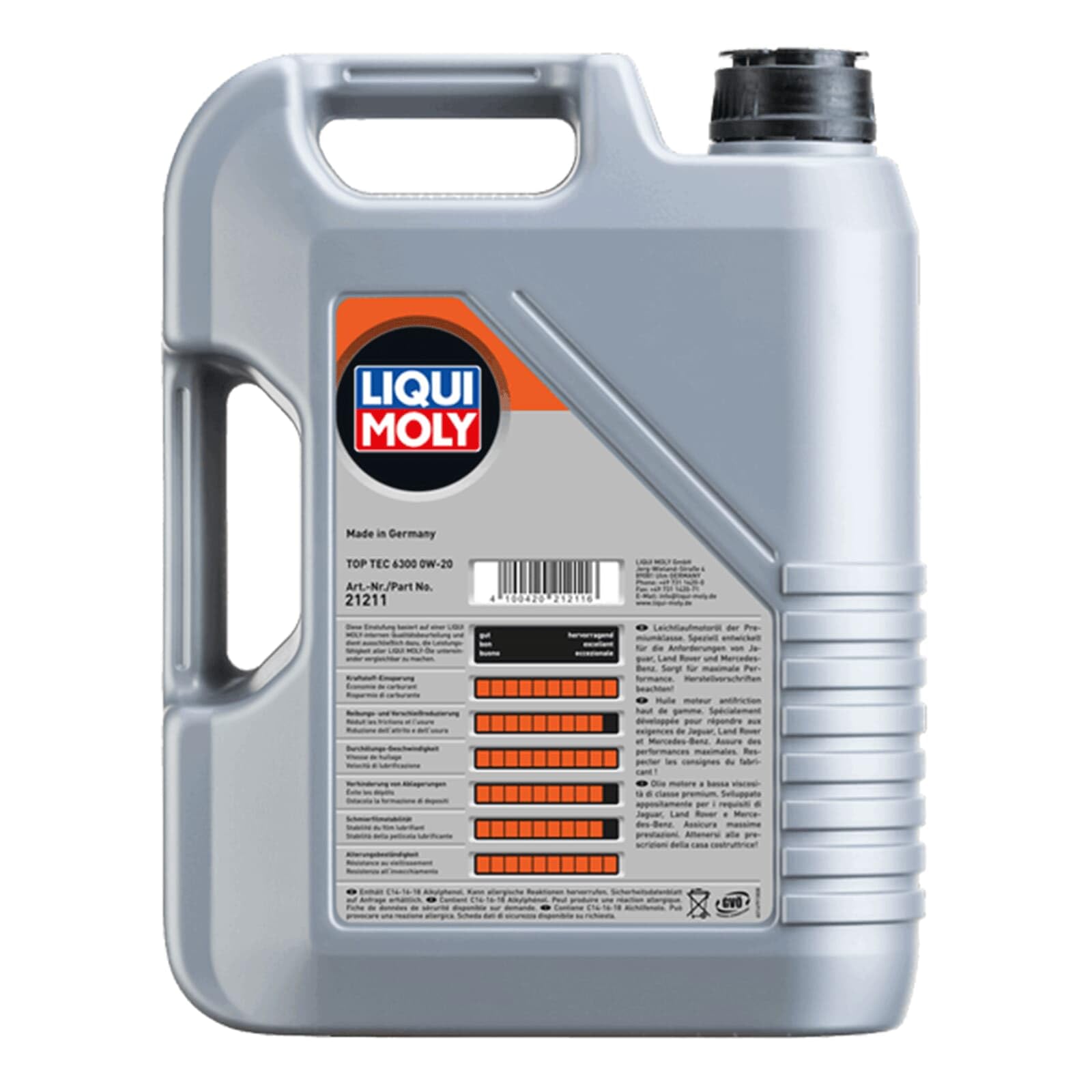 LIQUI MOLY Top Tec 6300 0W-20 | 5 L | Synthesetechnologie Motoröl | Art.-Nr.: 21211