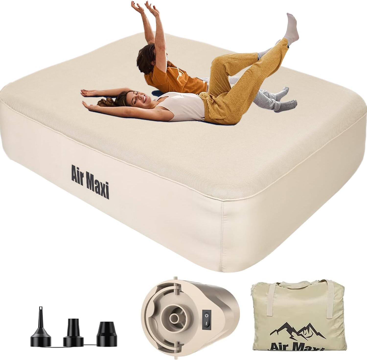 Queen Air Bed with Built-in Pump, Self-Inflating Air Mattress with Air Pump, 13.78