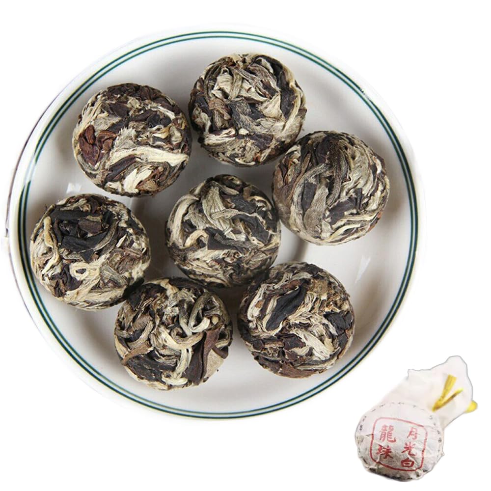 Perle Di Tè Pu'er Bianco Dall'aroma Leggero Tè Puer Naturale E Biologico Fatto a Mano in Cina Tee PuErh Bollito Senza Additivi Tea Puer Sfuso in Palline (250g)