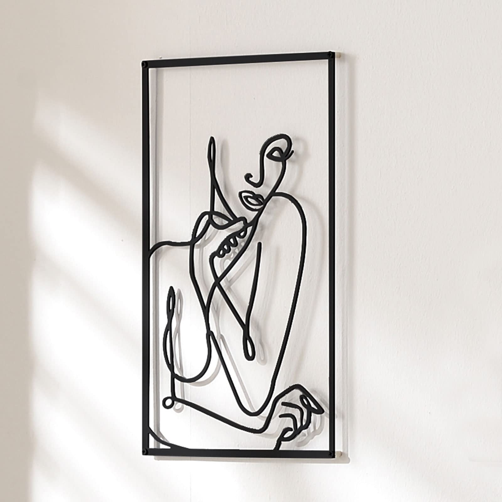 Metal Wall Decor Art, Modern Female Abstract Wall Decor, Minimalist Single Line Wall Decor, Home Decor Wall Sculptures for Bedroom, Living Room and Bathroom (1 Pack)