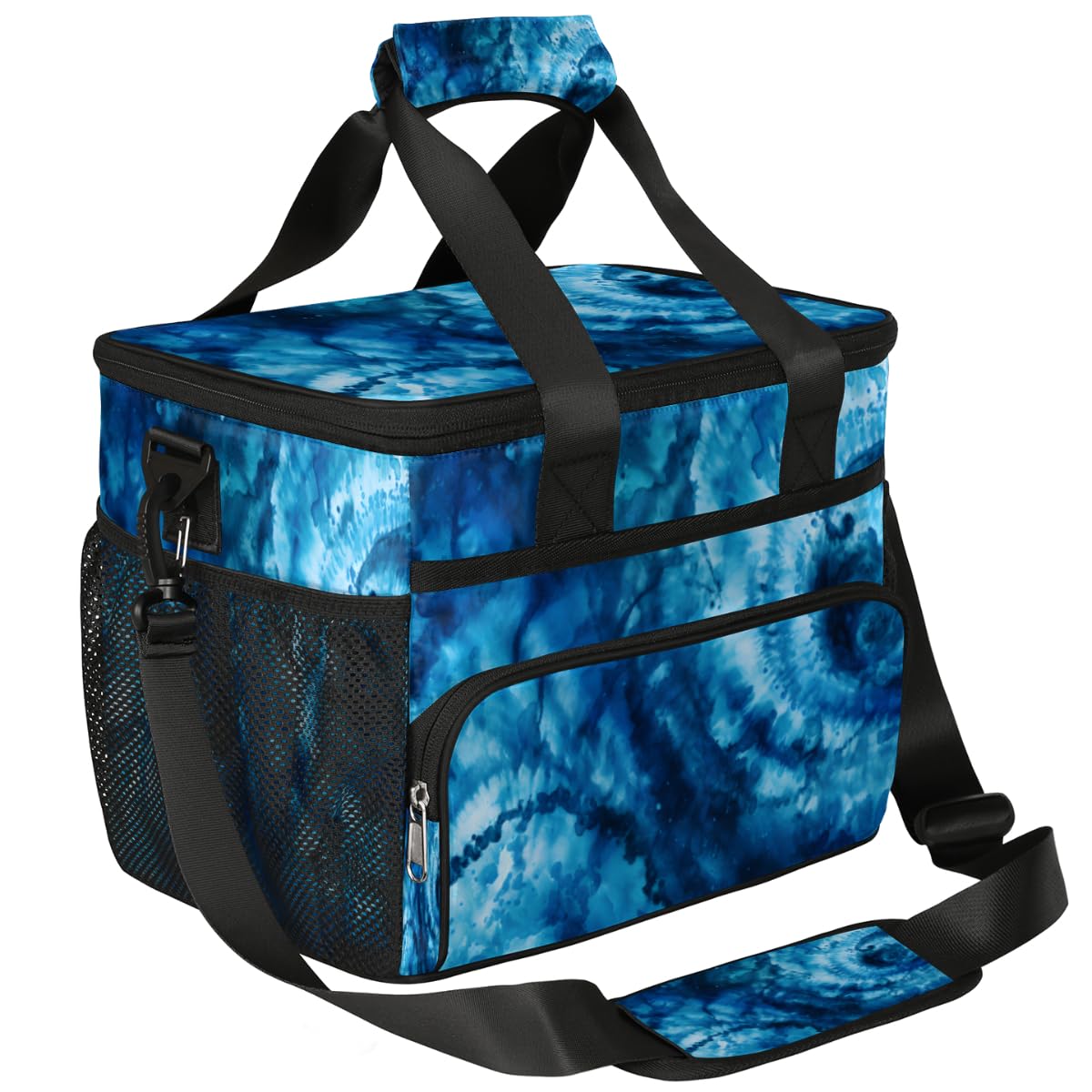Blue Swirl Design Insulated Picnic Backpack Lunch Box for Women Men Picnic Basket Tote Lunch Bag Picnic Bag Portable Lunch Bags for Picnic, Beach, Work, Trip,Office, Camp Swirl Tie Dye