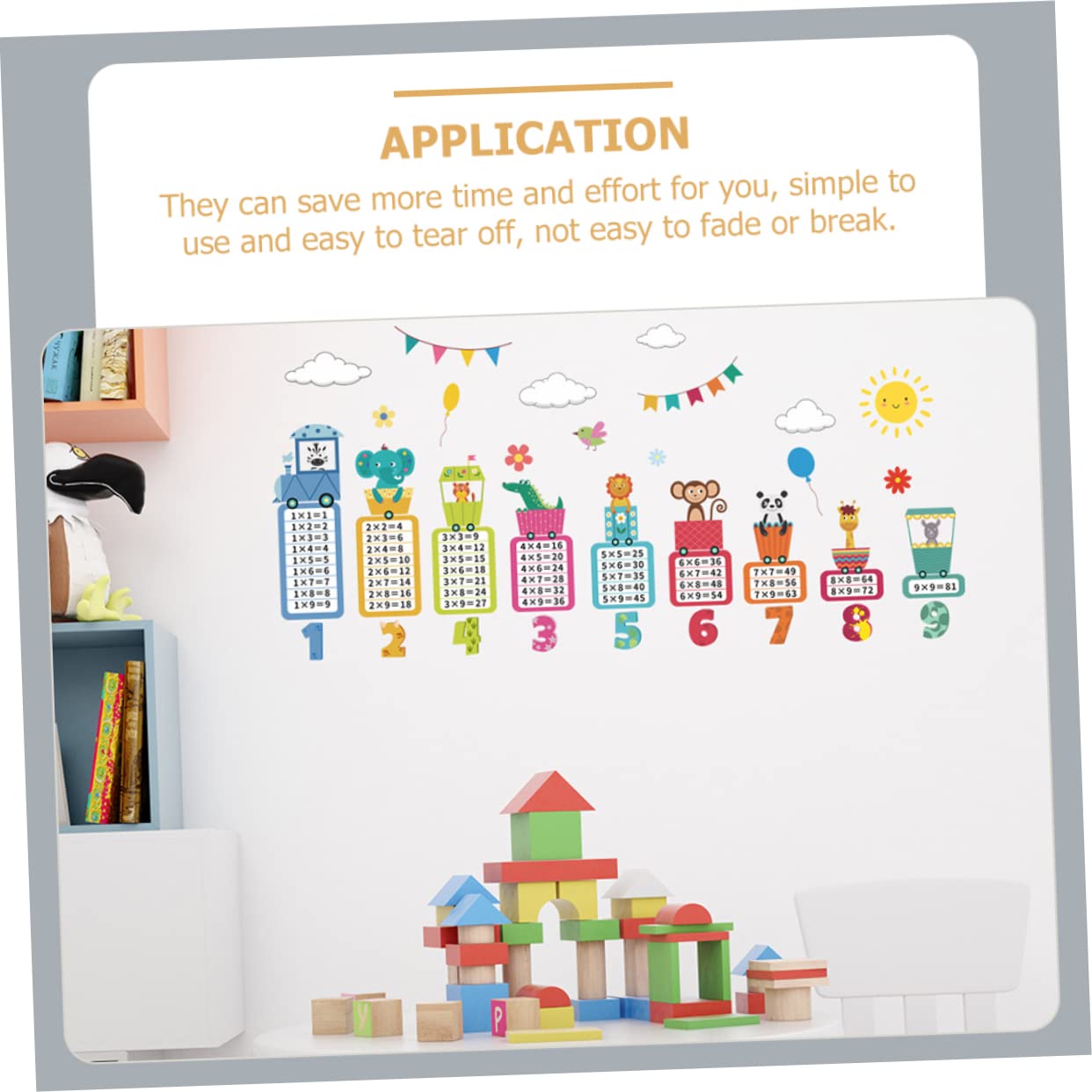 BESTonZON 4sätze Tier Wandsticker Multiplikationstabelle Wandaufkleber Für Kinderzimmer Dekorative Wandtattoos Für Frühkindliche Bildung Und Raumgestaltung Aufkleber