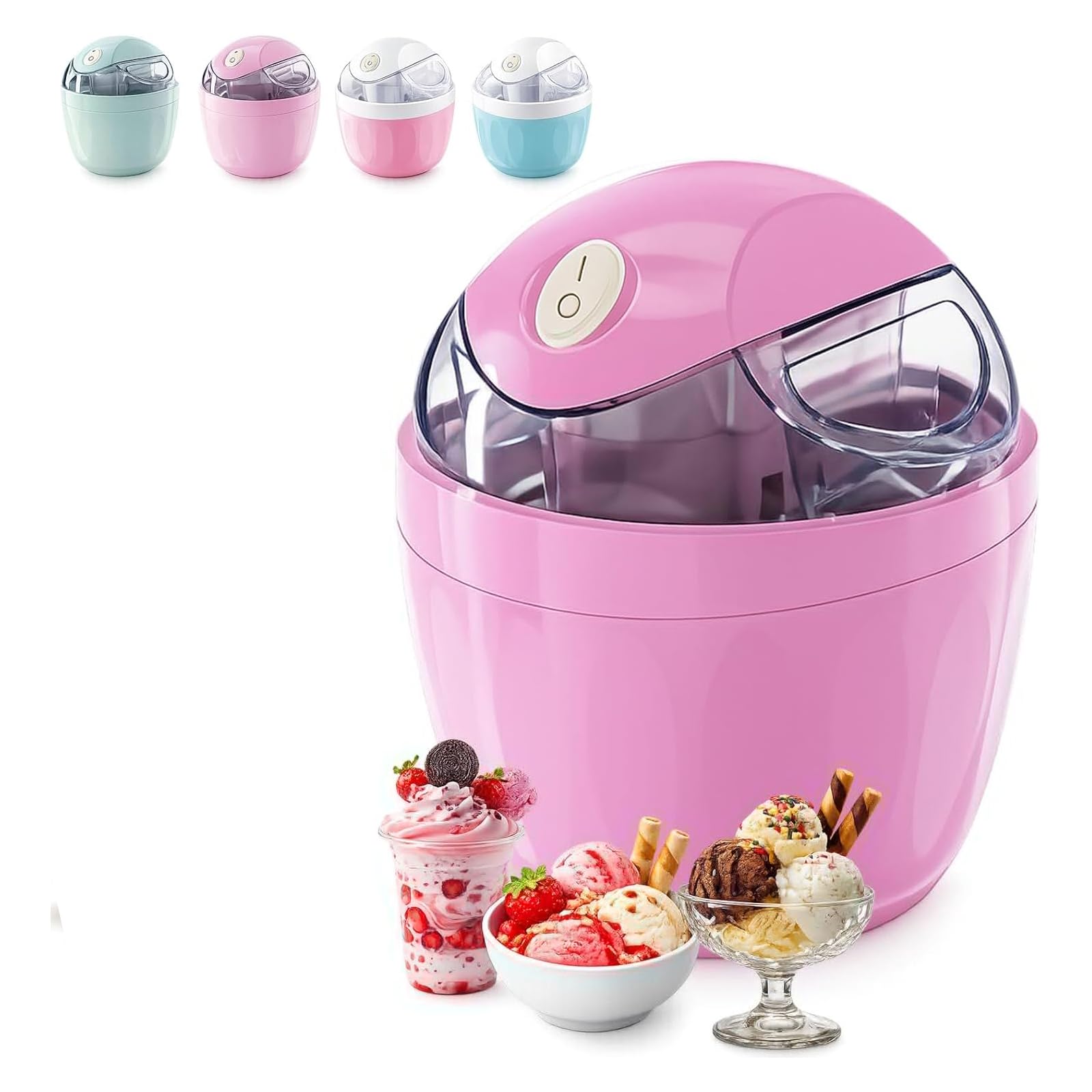 Mini Heladera Doméstica Pequeña, Máquina Eléctrica Personal De 500 Ml Para Helado Casero Rápido En 15 Minutos, Sorbete Y Yogur Helado, Máquina De Postres Compacta De Un Solo Toque Para Una Pink1