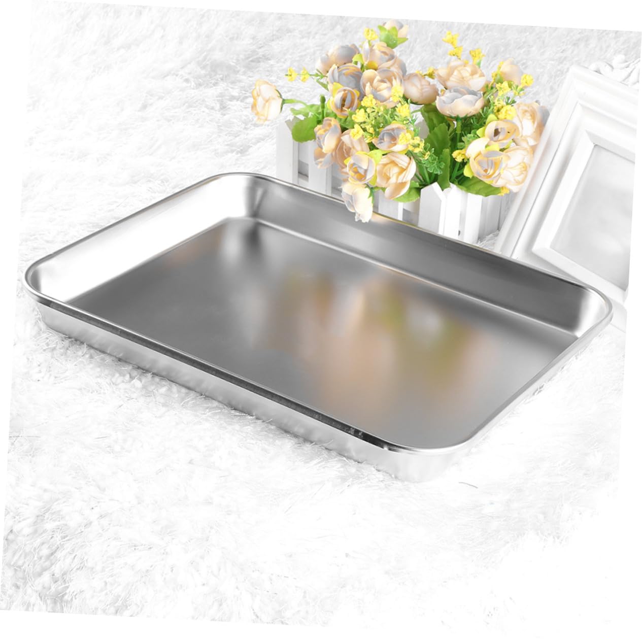 ERINGOGO Vassoio Piatto 2 e Acciaio Medico in Inossidabile Fondo Pezzi Versatile Affidabile Argento per Strumenti Medici in Struttura Sanitaria