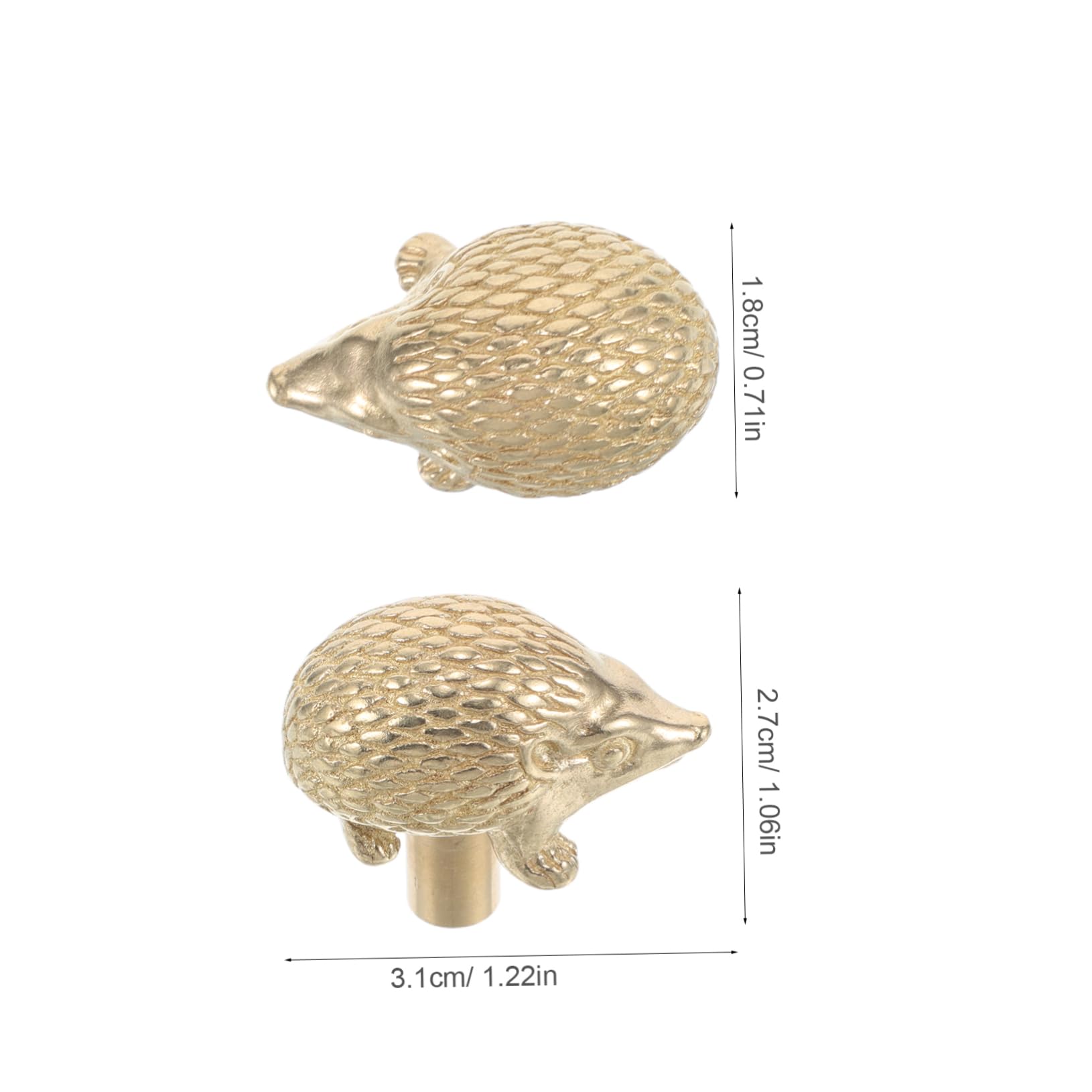 GRIRIW Easy Install Vintage Brass Cabinet Knob Pull Handles Hedgehog Shape for Kitchen Cabinets