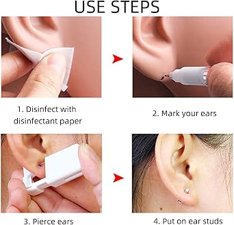 8 Pack Disposable Ear Piercing Gun with Ear Studs Asepsis No Pain Safety Self Ear Piercing Gun Kit Tool for Girls Women Men