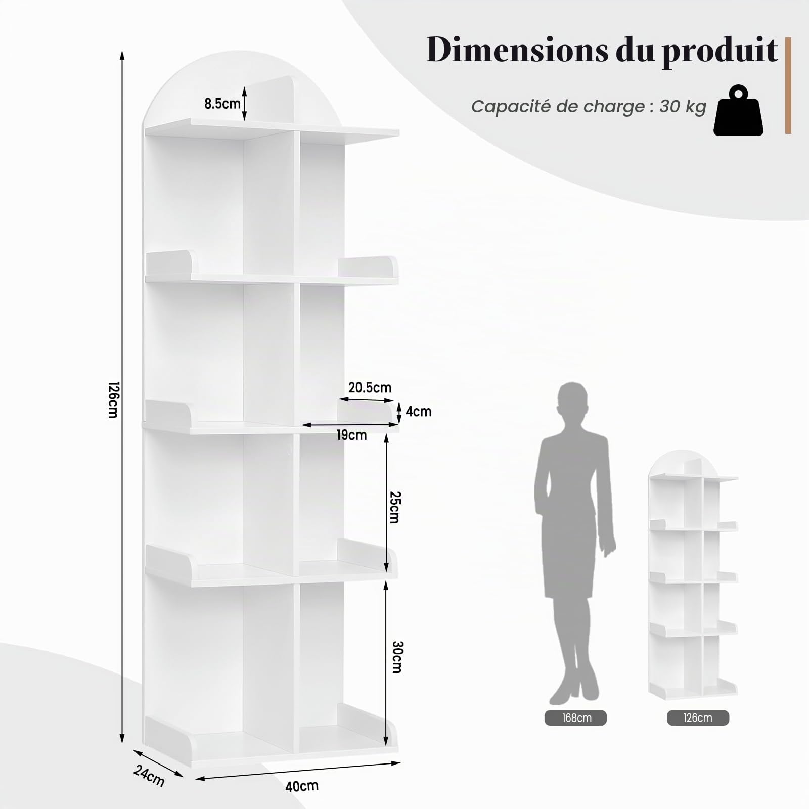 WOLTU Bibliothèque avec 10 Étagères 5 Niveaux, Étagère sur Pied