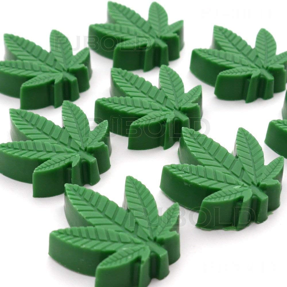 Marijuana Pot Leaf Silicone Candy Mold Trays for Chocolate Cupcake Toppers Gummies Ice Soap Butter Molds Small Brownies or Party Novelty Gift, 2 Pack