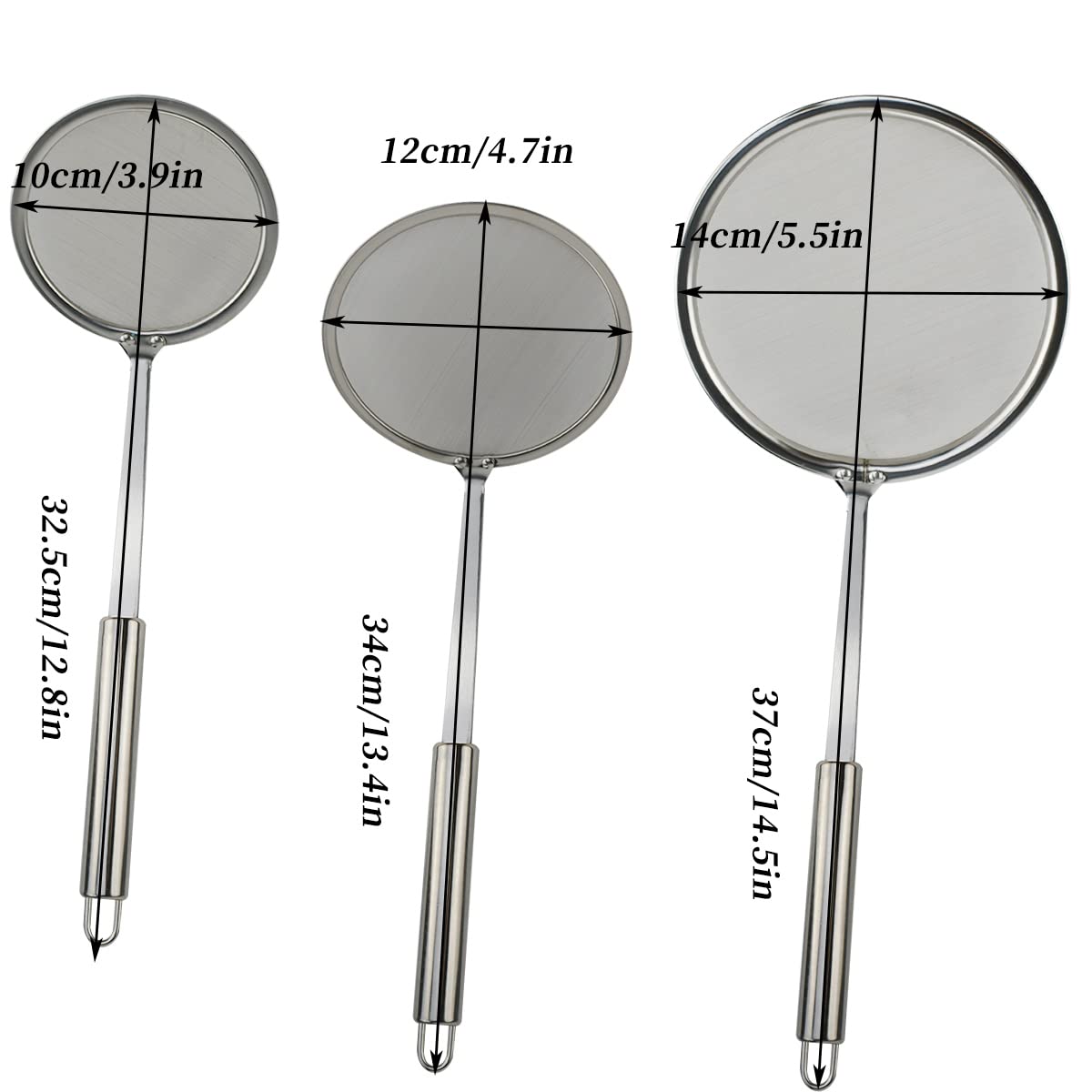 3 Pcs Stainless Steel Hot Pot Fat Skimmer Spoon Kitchen Cooking Fine Mesh Food Strainer Skimming Grease Spoon for Gravy, Cooking, Grease and Skimming (Fine mesh width: 3.6