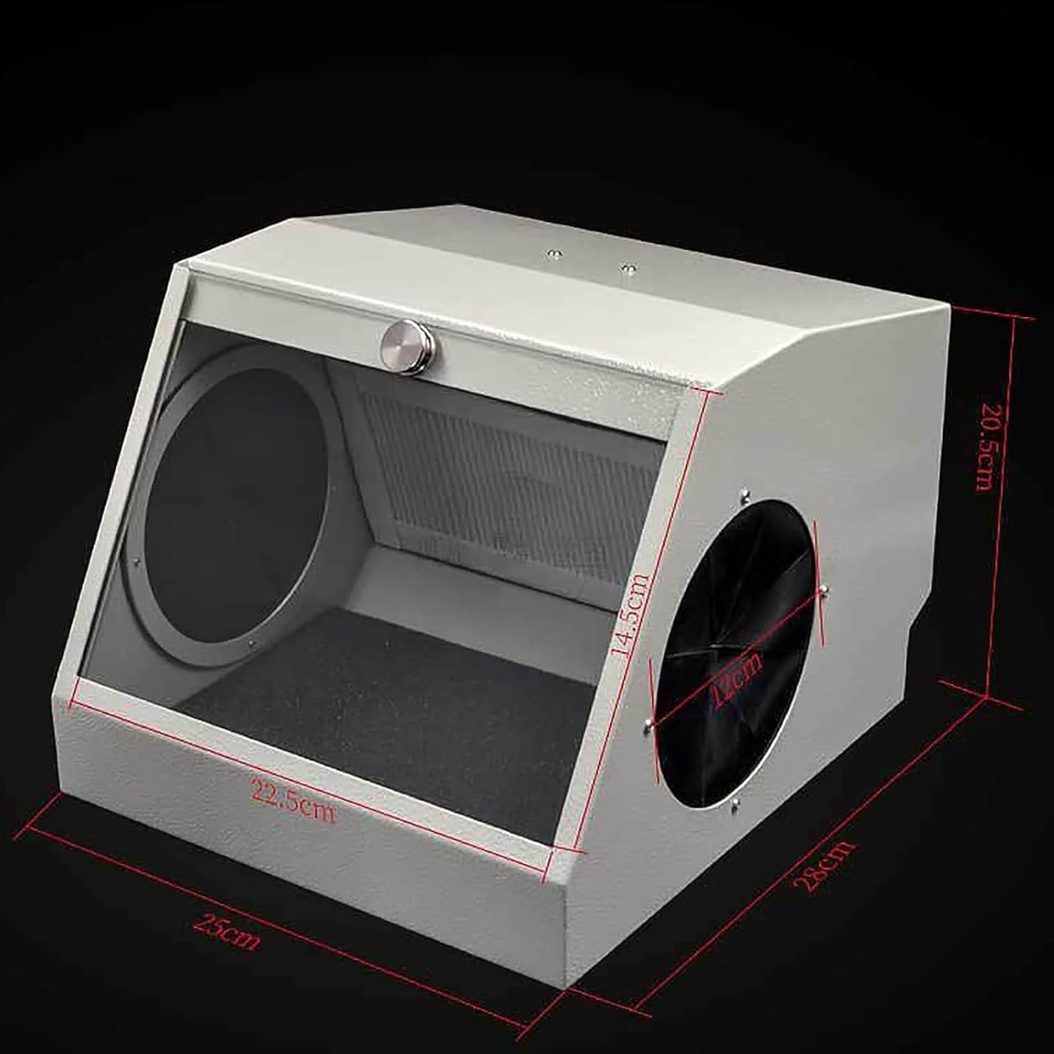 Cabina di sabbiatura Dentale con Sistema di aspirazione della Polvere e Luce LED, Finestra di visualizzazione in Vetro temperato, per levigatura e lucidatura.