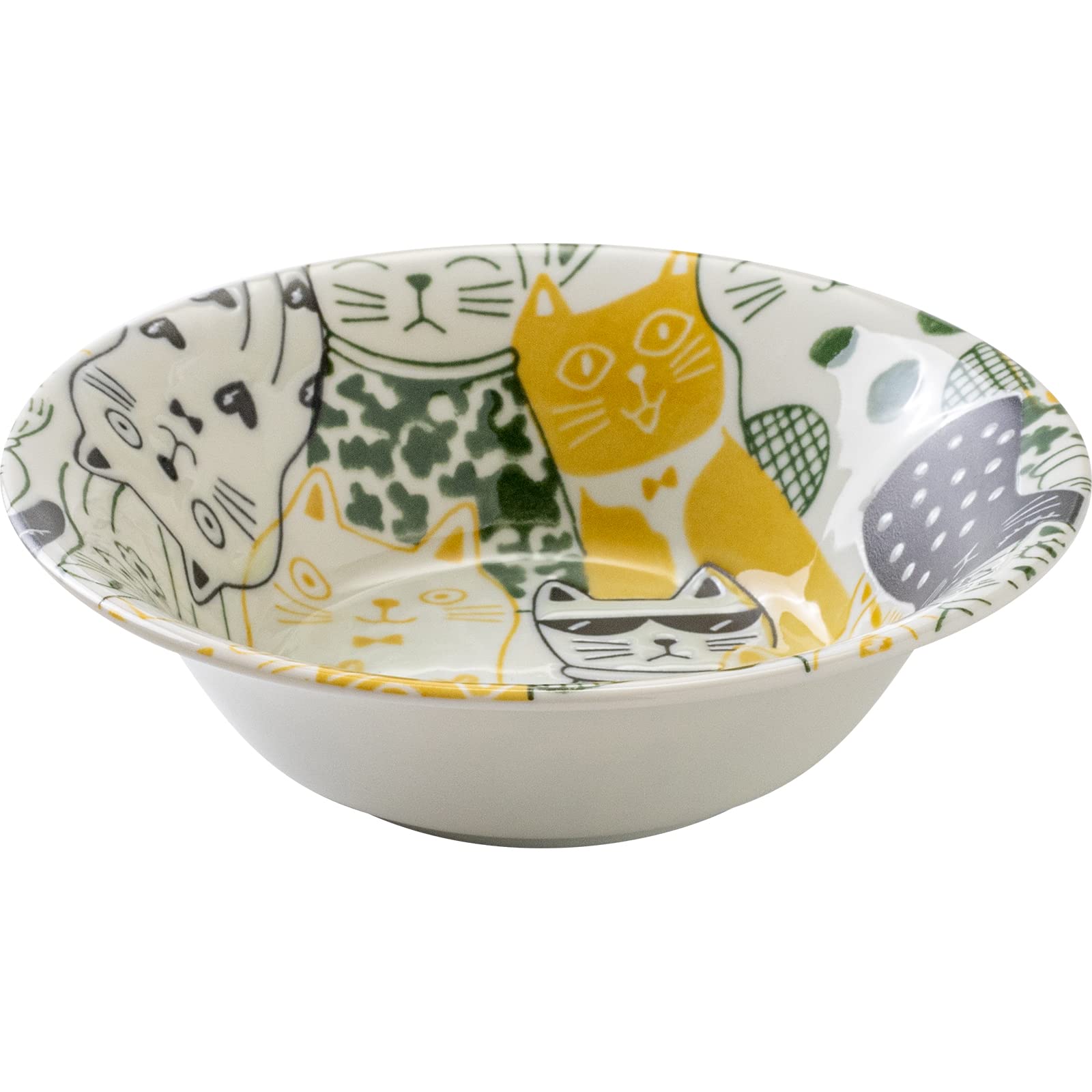 アワサカ Awasaka Cats Downtown Story Yellow Large Bowl
