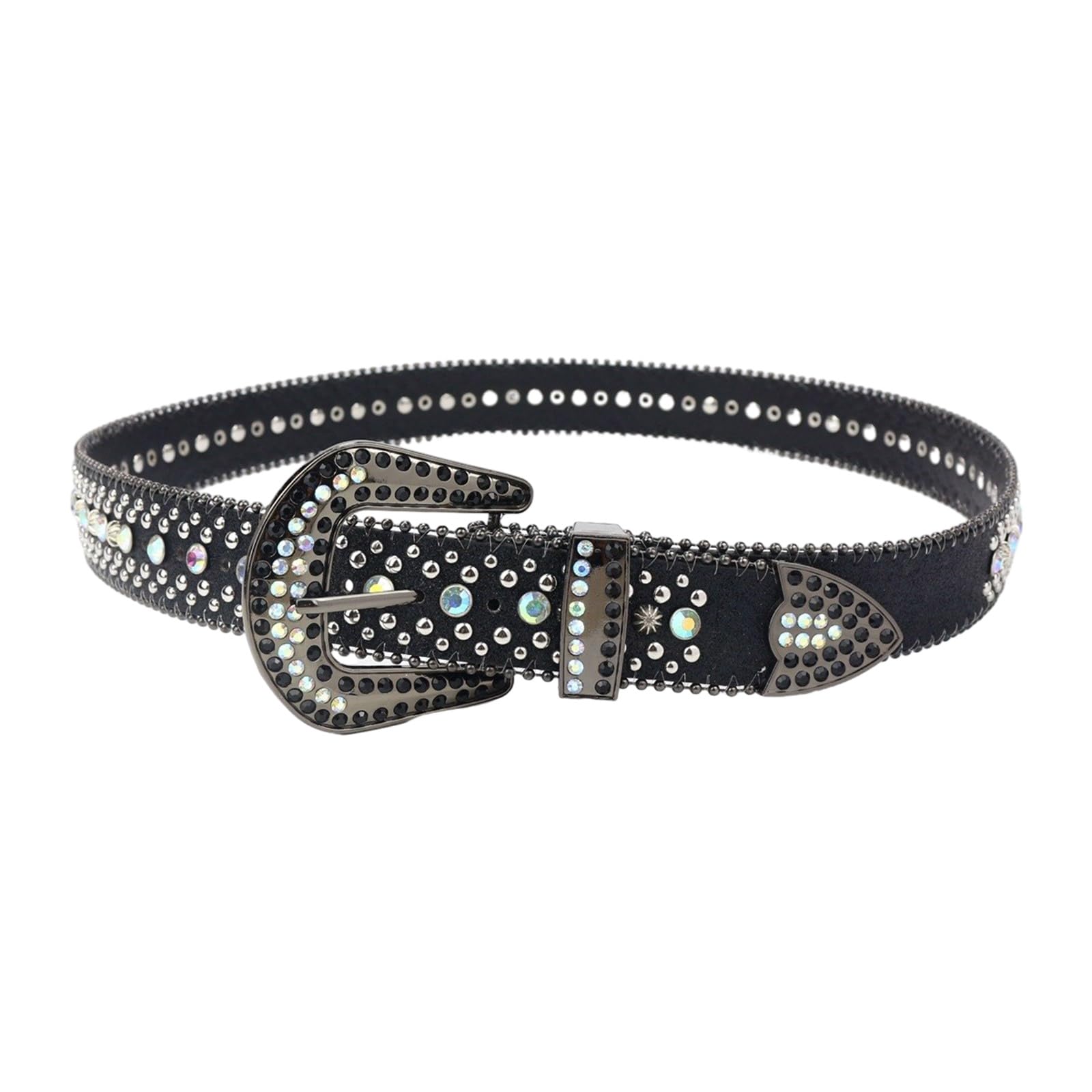 appuivbt Colorful Rhinestones Belts Waist Belt for Woman Men Adjustable Pin Buckle Waist Strap Waistband for Jeans Dress