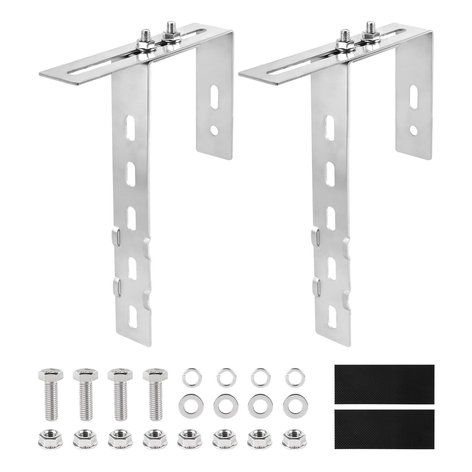 2x Crochets de fixation pour panneaux solaires, Support de balcon réglable 6–18 cm en acier inoxydable 304 Support avec vis pour balcon photovoltaïque, garde-corps carrés/ronds (sans perçage)