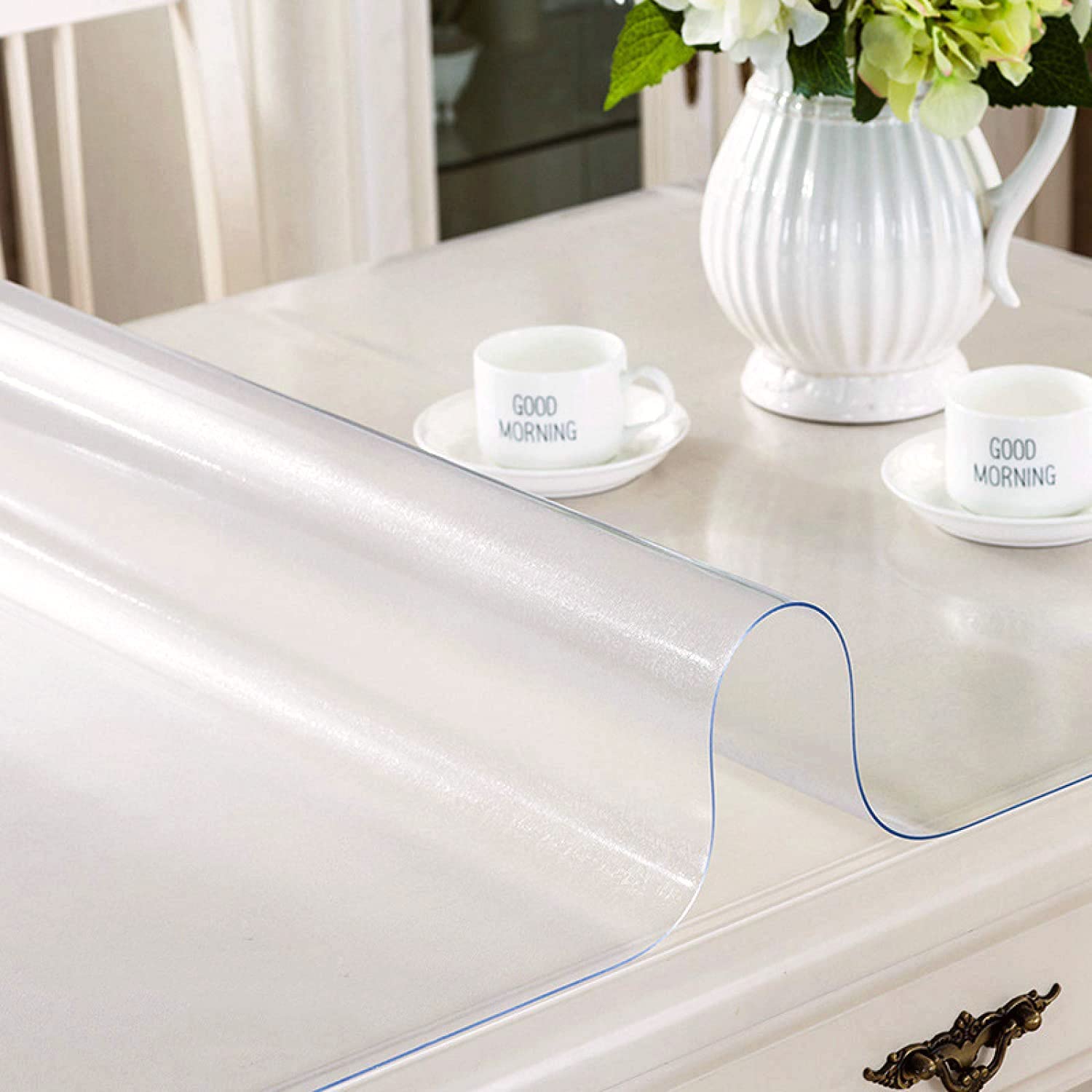 Leffora Custom 1.5mm Thick Frosted Table Cover Protector 36 x 48 Inch Waterproof PVC Protective Table Pad Transparent Mat for Coffee Table, Dining Room Table, Office Desk, End Table/Night Stand