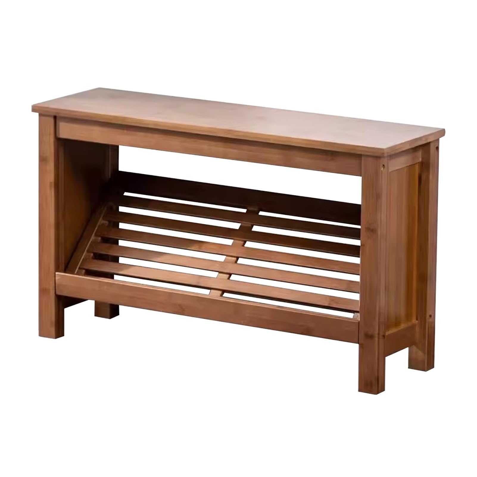 Rangement à chaussures d'entrée en bambou marron compact pour petits espaces et couloirs