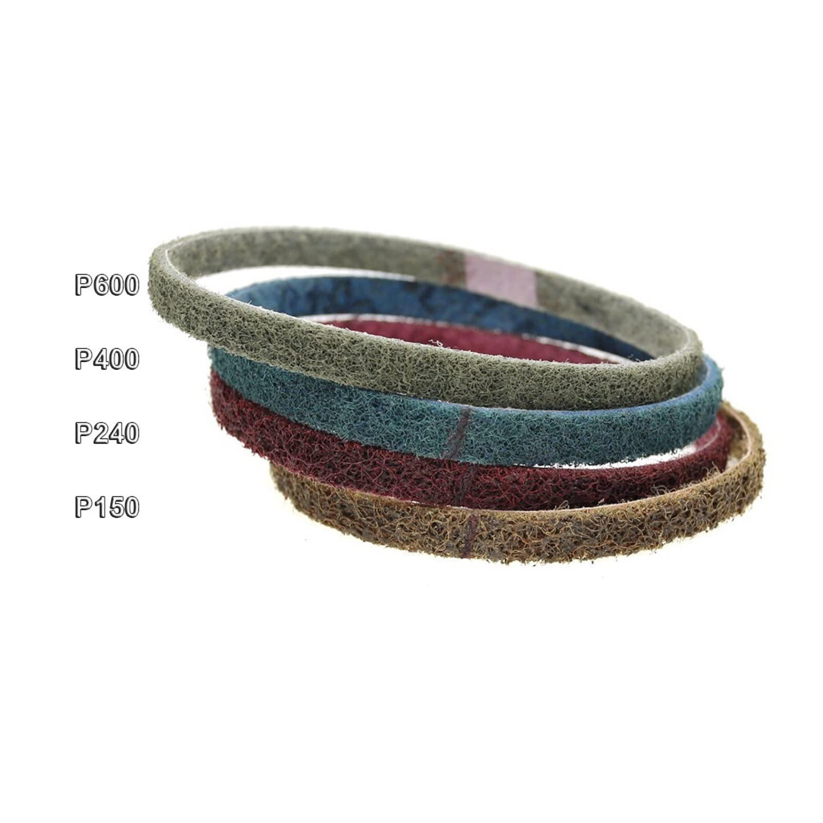 Pas szlifierski 4 szt. Nylonowy pas szlifierski z włókniny od grubej do drobnej 40 * 740mm o ziarnistości 150 240 400 600(Blue)