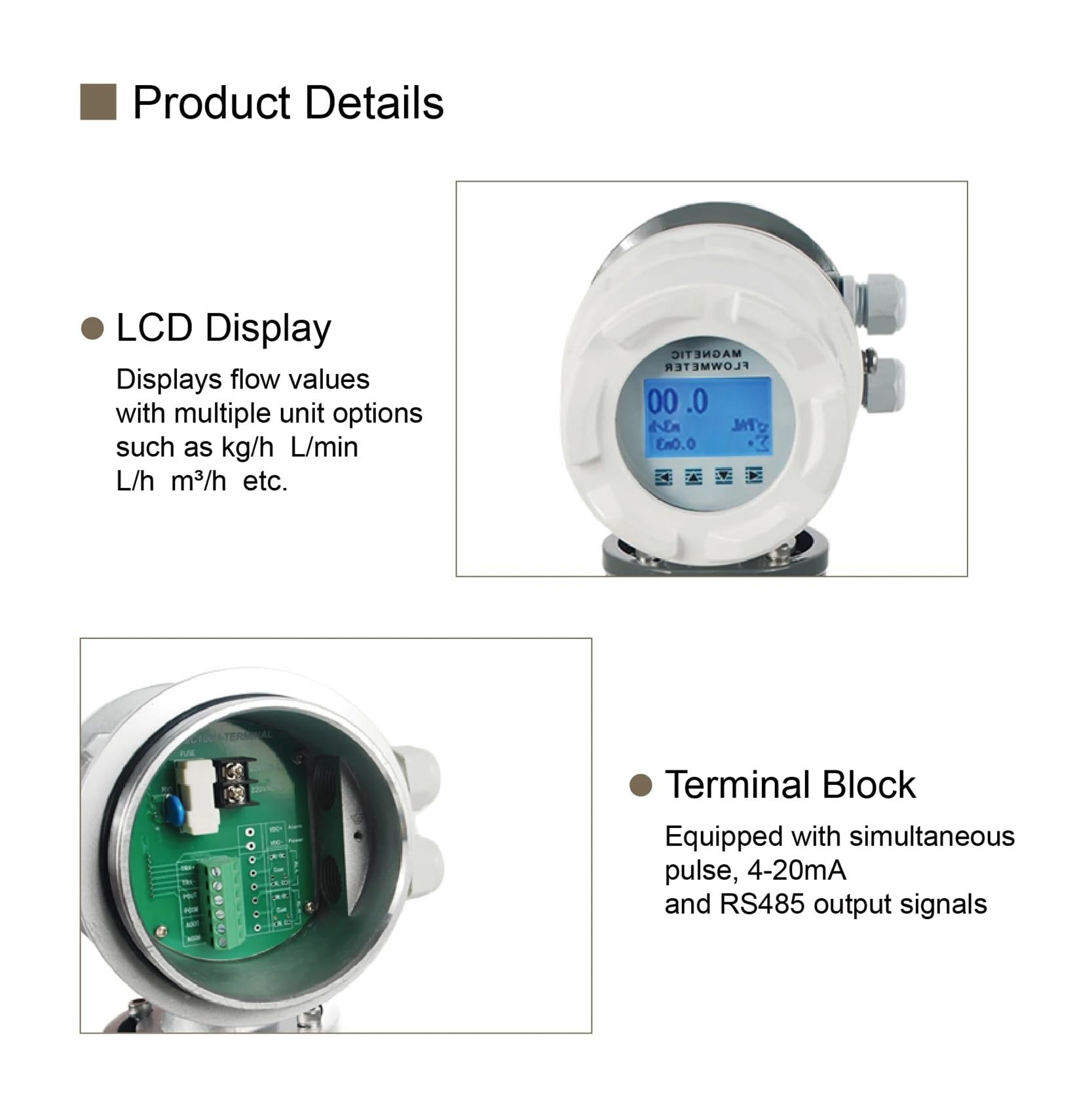 Medidor de flujo electromagnético con pantalla LCD, sensor de flujo magnético de agua líquida DN10-DN50 for tuberías de aguas residuales. Garantizar la estabilidad(DN50)