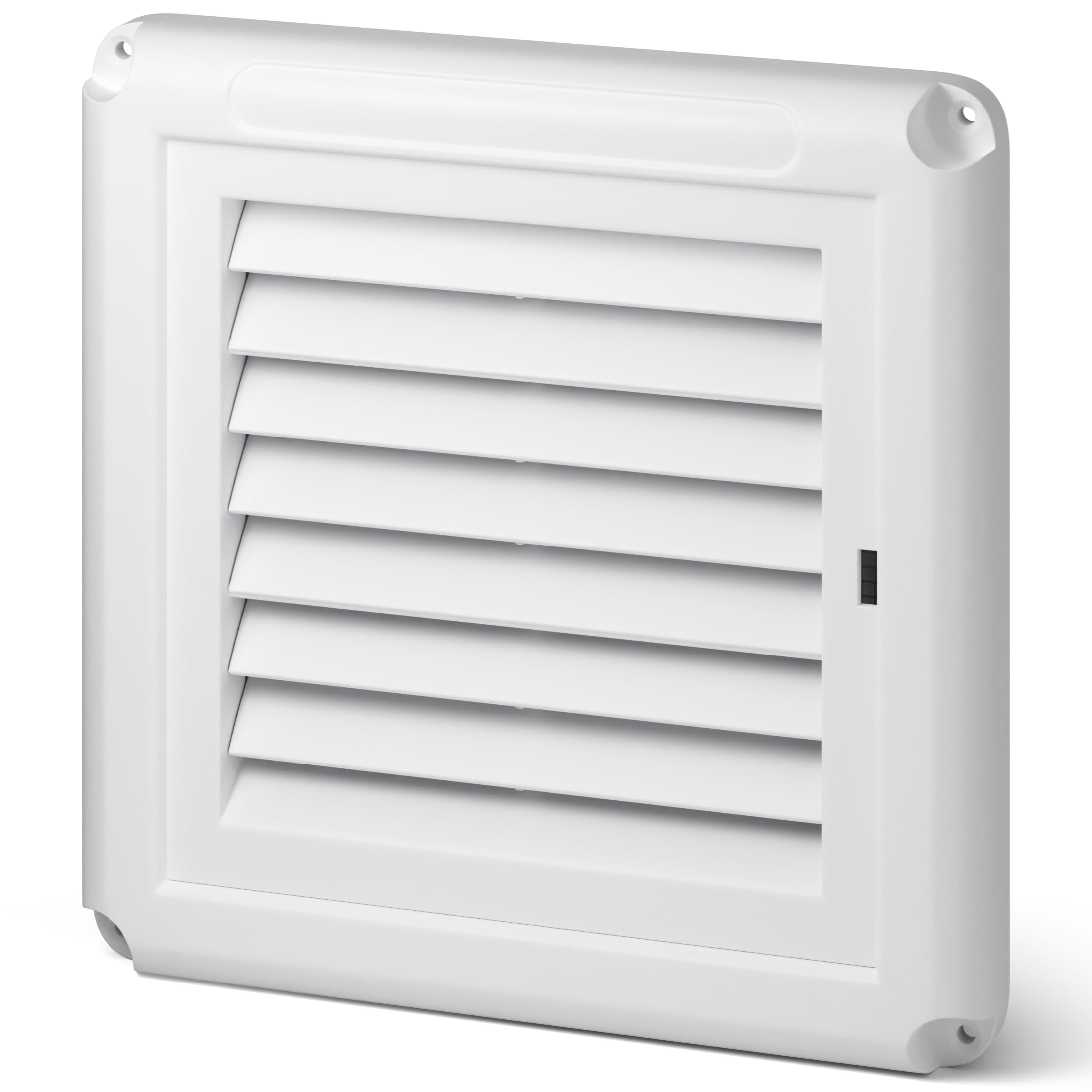 Adair 100mm (4 Inch) Square Vent Cover, White 155mm x 155mm External Louvered Grille with Mesh for Bathroom Kitchen, Loft