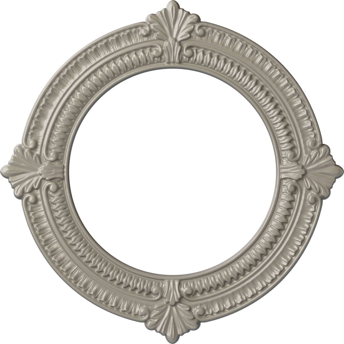 Ekena Millwork 13 1/8"OD x 8"ID x 5/8"P Benson Ceiling Medallion Fits Canopies up to 8" Ceiling Medallion, Pearl White