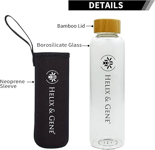 Miniatura 9 de Helix & Gene Gotas concentradas de electrolitos líquidos, minerales traza de apoyo energético (8 onzas) + botella de agua de vidrio de borosilicato