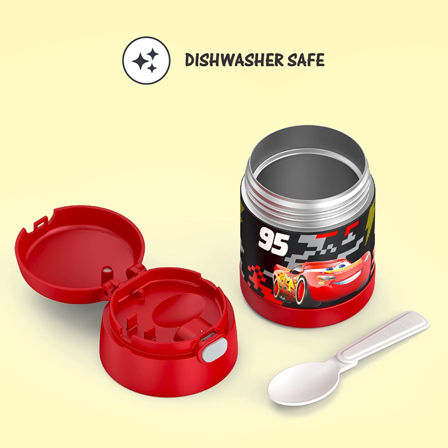 THERMOS FUNTAINER - Frasco de acero inoxidable aislado al vacío para niños con cuchara, 10 onzas