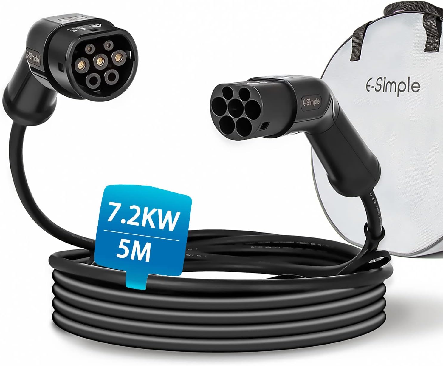 ES1mple Type 2 Charging Cable 5M Type 2 to Type 2 EV Charging Cable 32A Electric Vehicle