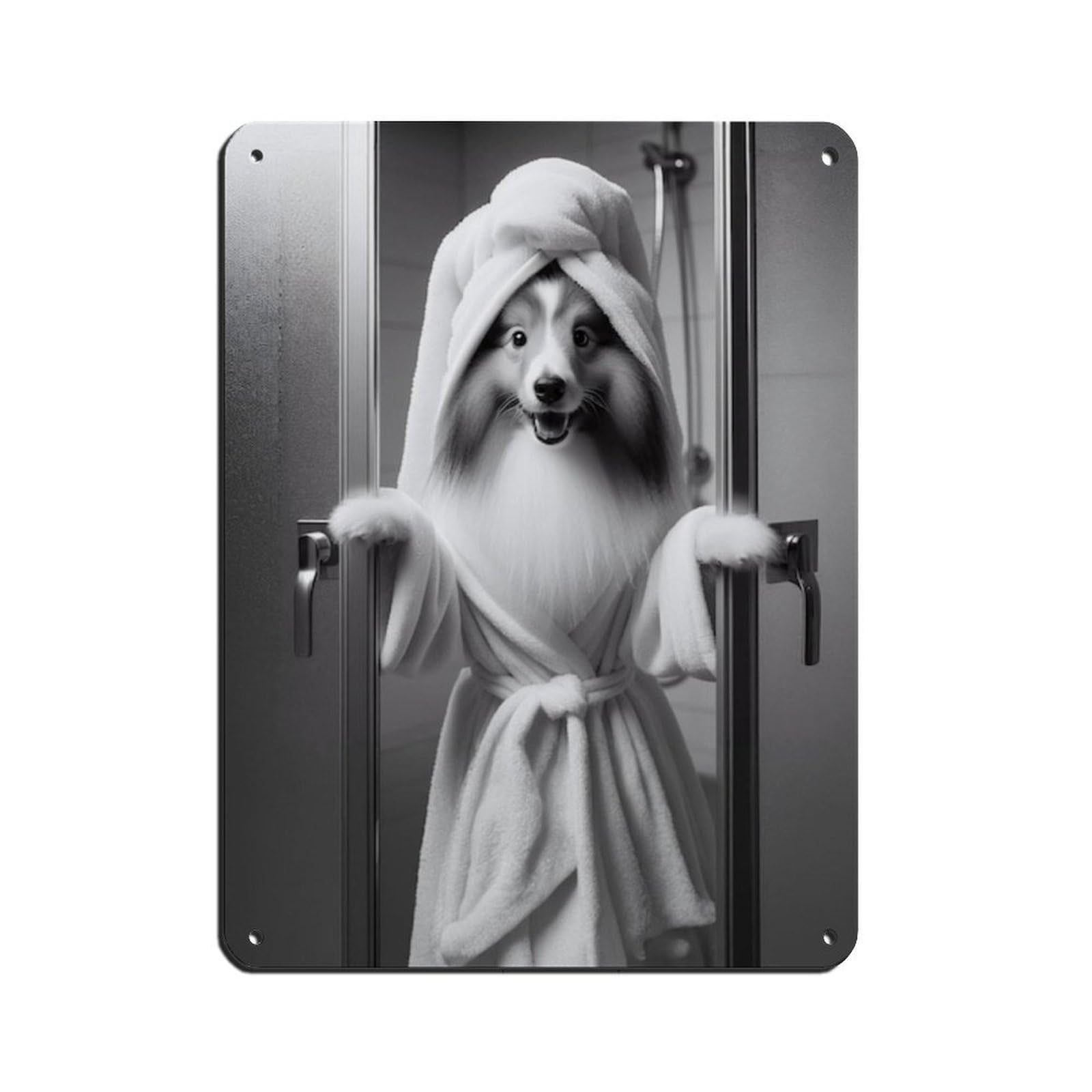 Shetland Sheepdog Bathroom Art Poster Retro Poster Metal Tin Sign Chic Art Retro Iron Painting Bar People Cave Cafe Family Garage Poster Wall Decoration 12x16inch(30x40cm)