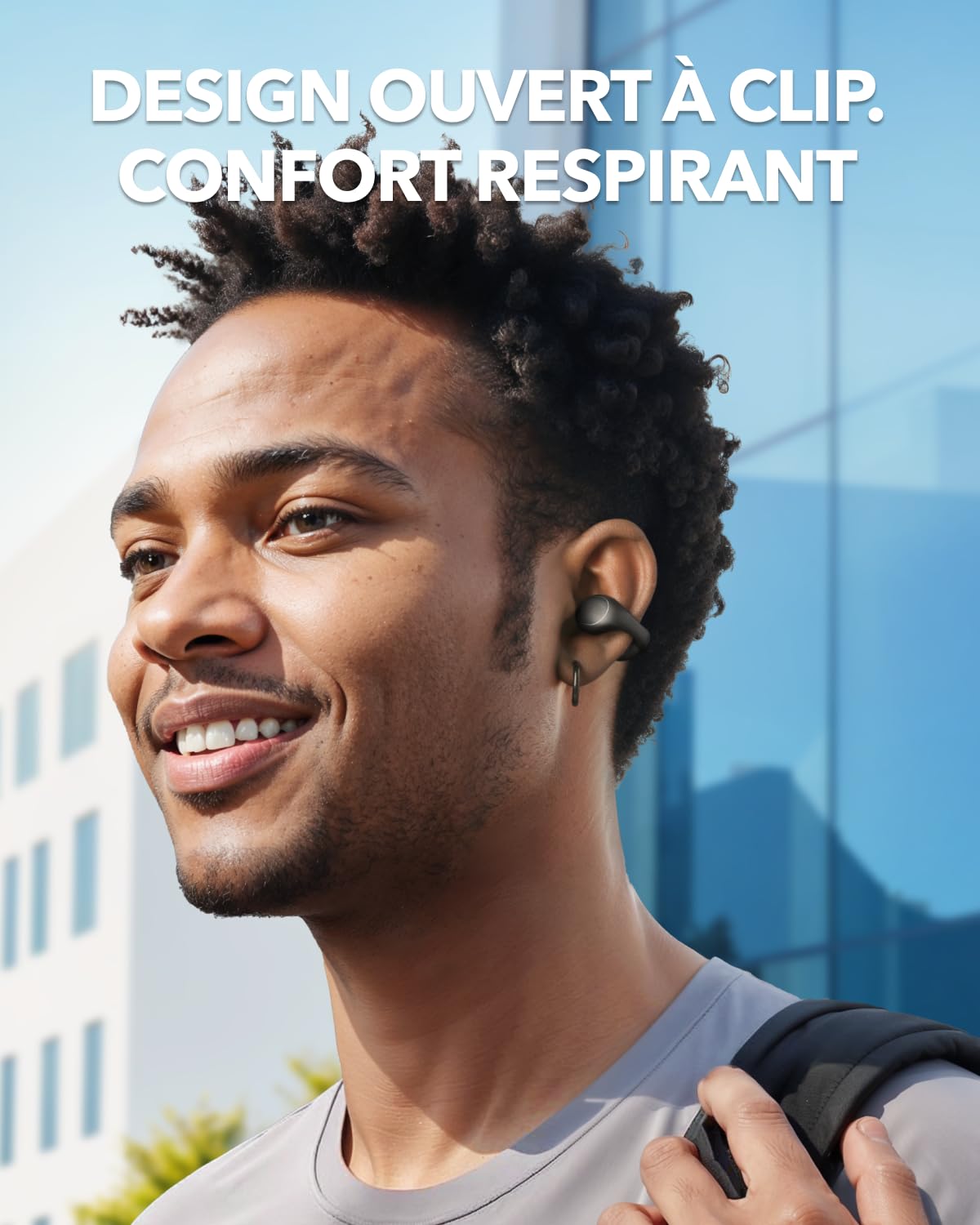 Soundcore par Anker C40i by Anker Écouteurs Ouvert | Écouteurs Bluetooth sans fil, clips ouverts, boutons, confort léger, ajustement stable avec crochets d’oreille