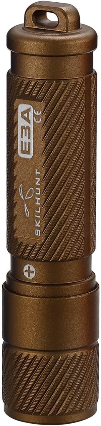 E3A Small Keychain Mini Light Super Tiny Key Chain Torch AAA Battery(Included) Pocket EDC LED Flashlight for Indoor and Outdoor (Coyote Brown High CRI)
