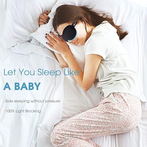 Miniatura 5 de PrettyCare - Máscara de dormir 3D (100 % apagón) para los ojos con tapones para los oídos, máscara de noche con bolsa de viaje