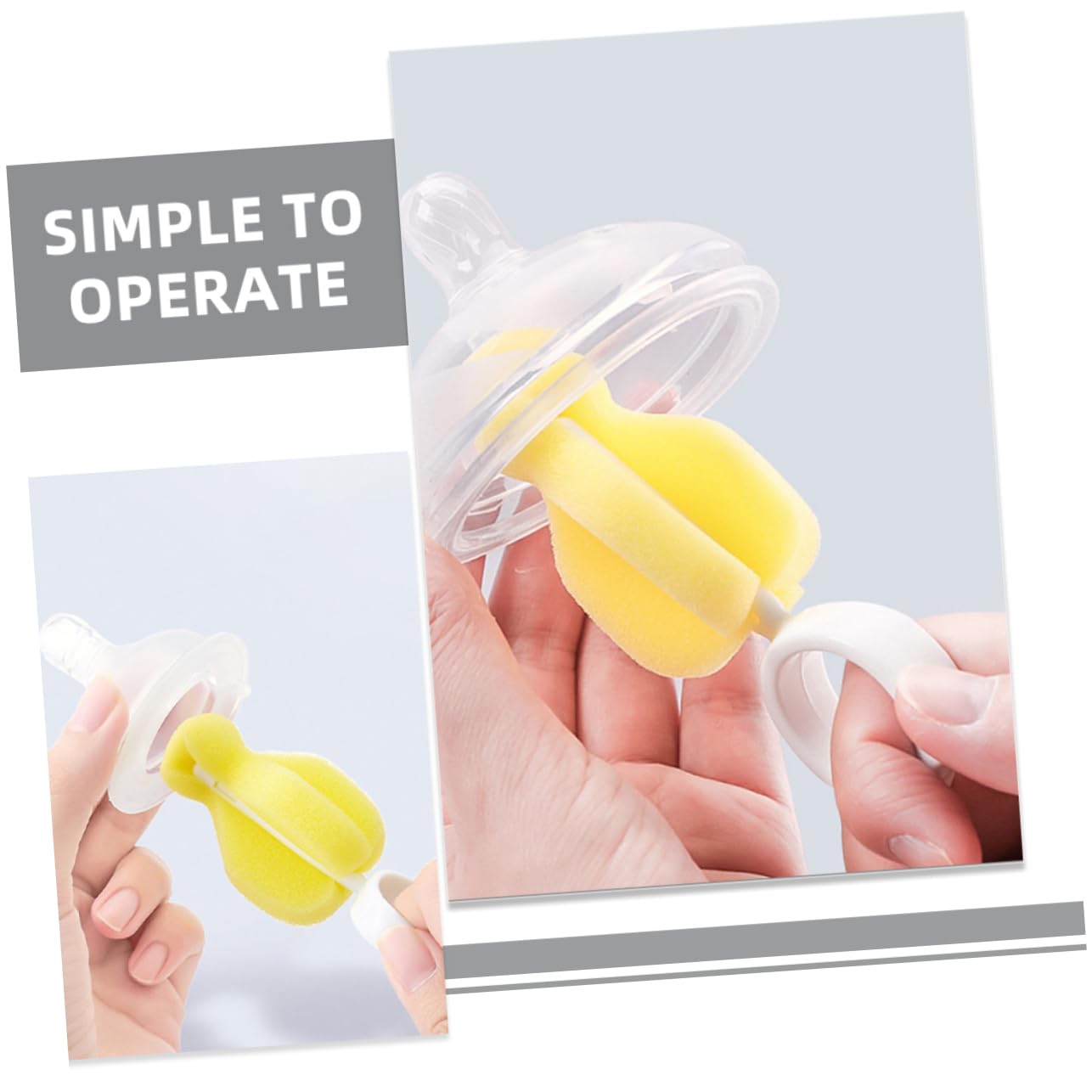 HEMOTON 5 Set Spazzolino Per La Pulizia Del Ciuccio Kit Stendibiberon Rack Di Asciugatura Tappetino Per Asciugare I Biberon Asciugatura Del Biberon Spugne Plastica Yellow 20 Pezzi*5