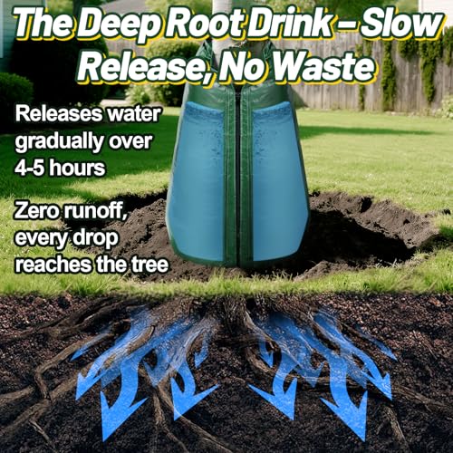 Image of 8Pcs 20 Gallon Tree Watering Bag, Slow Release Drip Irrigation Bags | Summers /Droughts Deep Watering, Easy Setup, Reusable, for Multiple Trees: New Planted / Transplanted / Large