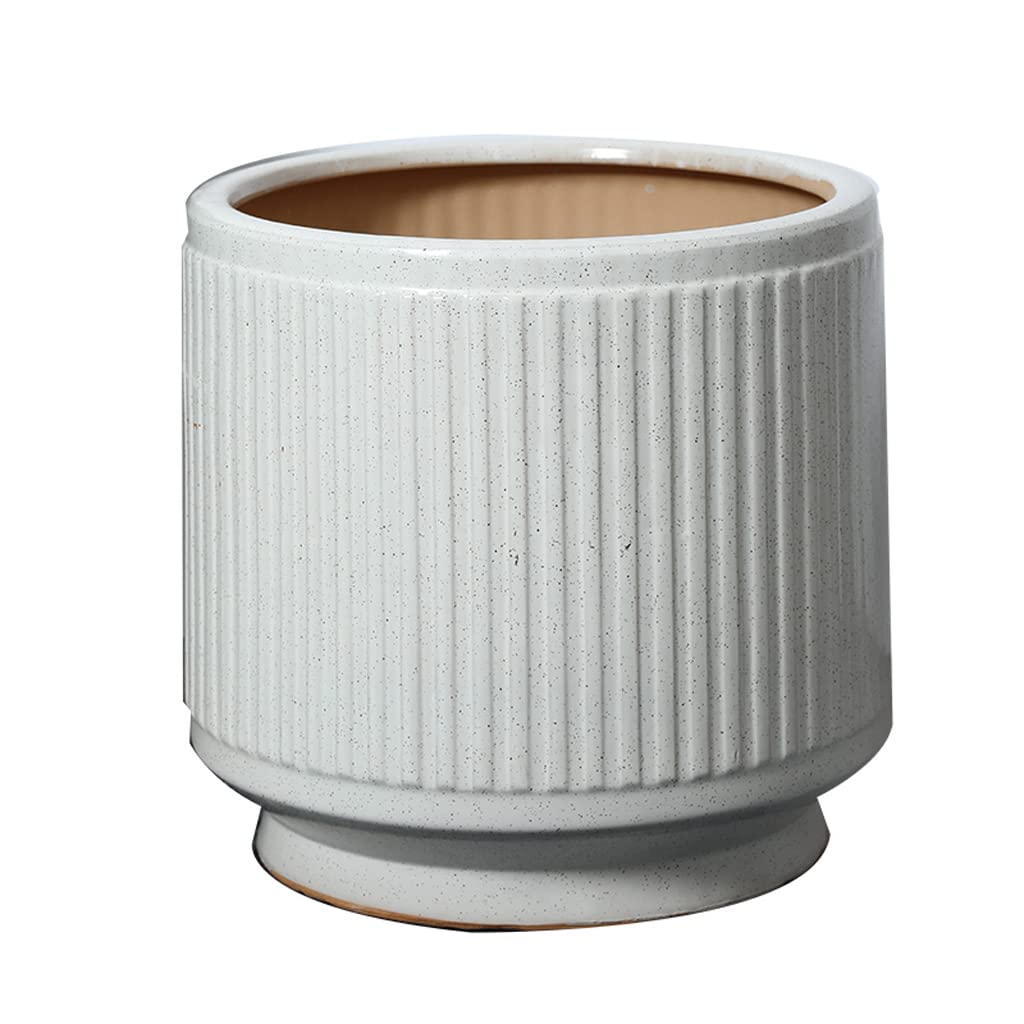 Vasi da Giardino Fioriera in Ceramica Vaso per Piante da 8/14 Pollici con Fori di drenaggio, Vaso da Fiori con Decorazione Moderna con Trama a Strisce Bianche per la casa