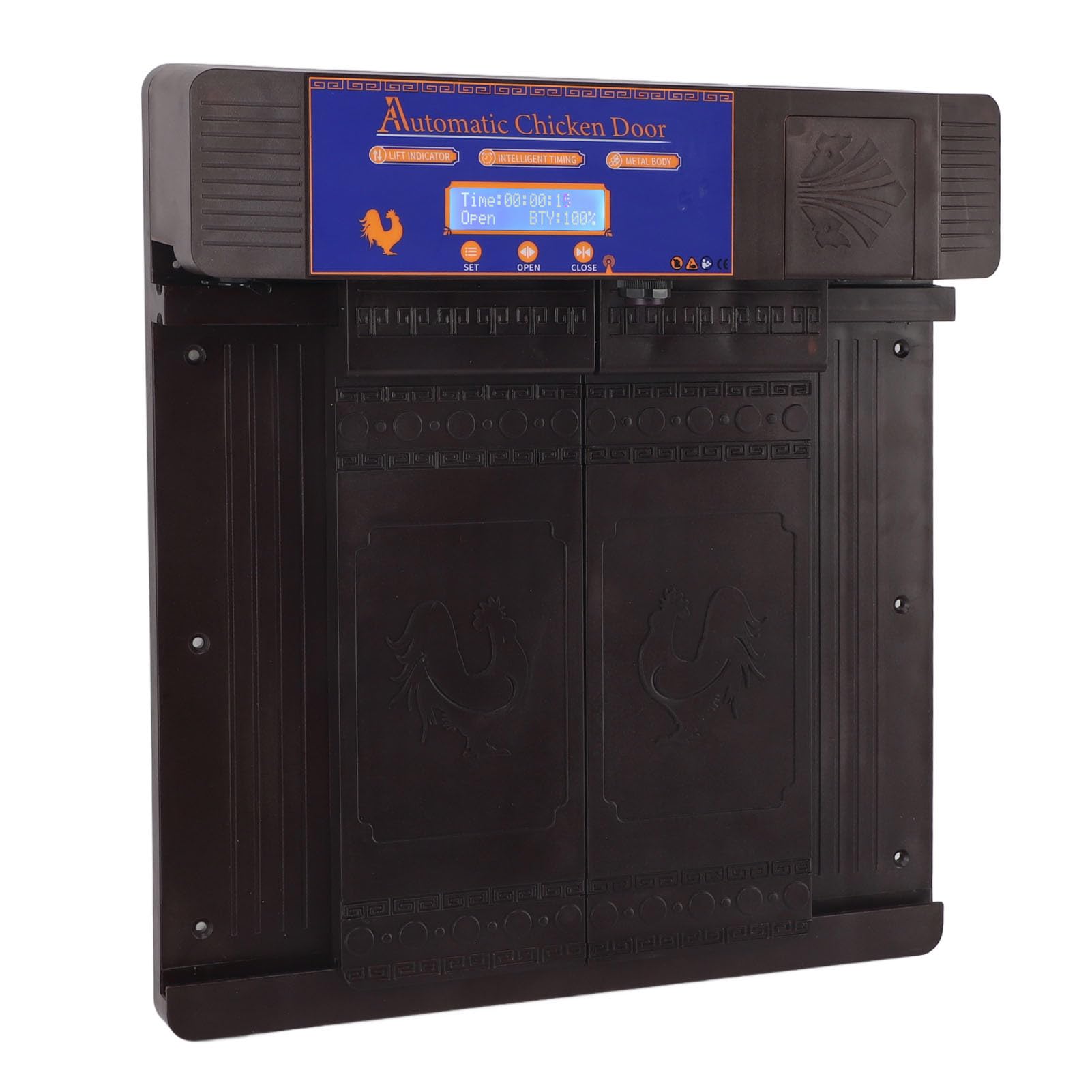 Sorandy Porta Automatica per Pollaio, Porta Leggera e Resistente Alla Ruggine, Porte per Polli con Sensore Anti-pizzicamento a Infrarossi con Timer, Ideale per Polli, Anatre, Oche e Pollame (Marrone