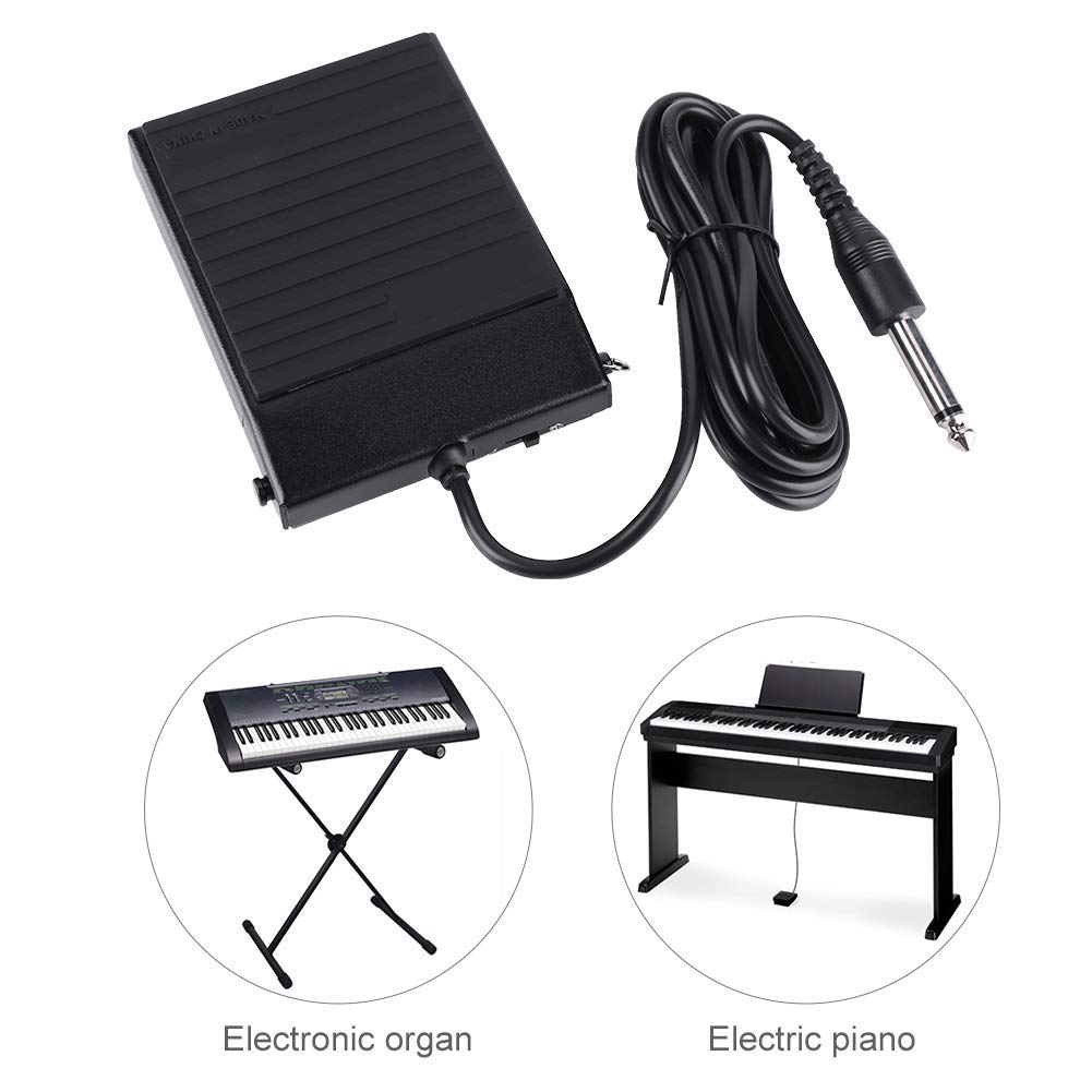 Sustain-Pedal für Keyboard, WTB004 Universelles Klavierpedal Geräuscharmes Halbpiedal Pianoaccessoire Polarisierbarer Schalter Pedal für Klavier und elektronisches Keyboard