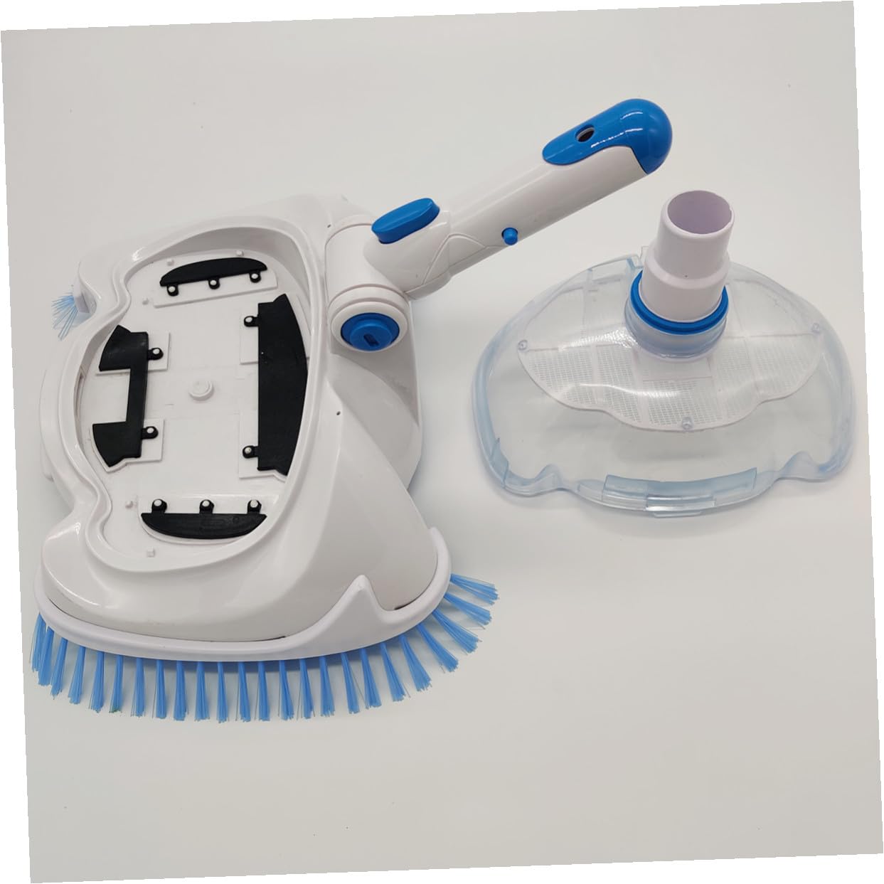 Cabezal de Aspiradora para Piscina con Cepillo de Cerdas Angulares y Cubierta Transparente Herramienta de Limpieza para Fondo y Paredes Compatible con Varilla Telescópica para