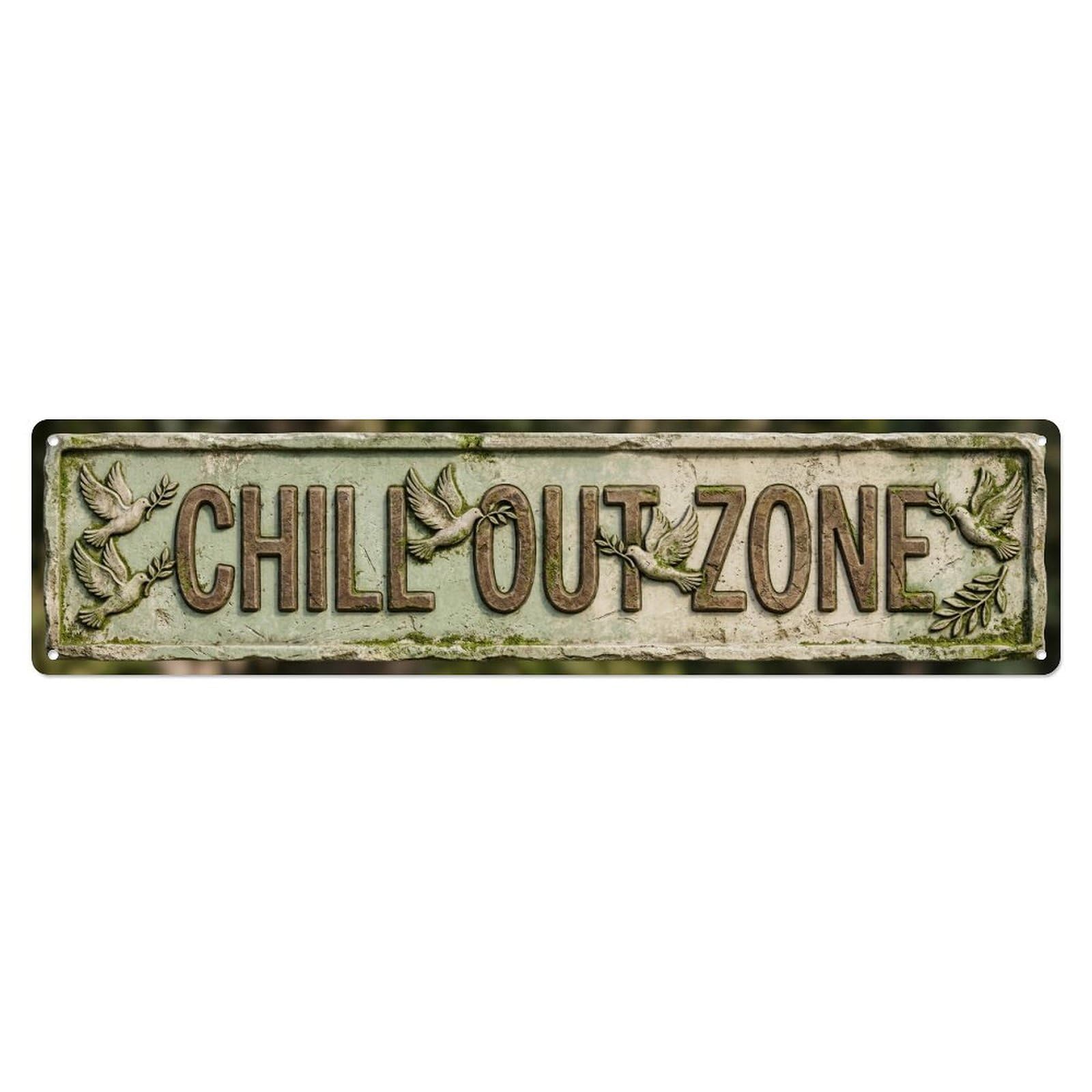Chill Out Zone Worn Haven Metal Tin Skinny Sign Plaque Wall Decor for Cafe, Club Bar, Office, Home Garden Metal Poster 4x16Inch